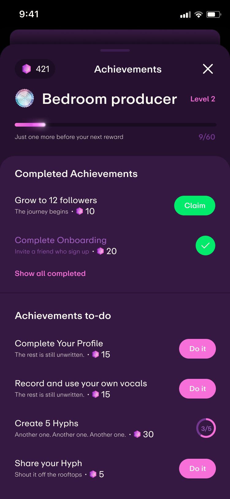 Achievements and XP